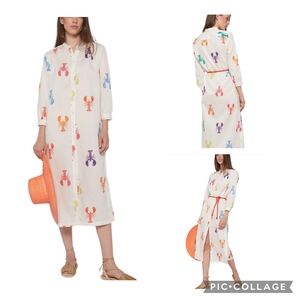 Vilagallo Vibrant Pink and Orange Amina Lobster Dress Size S